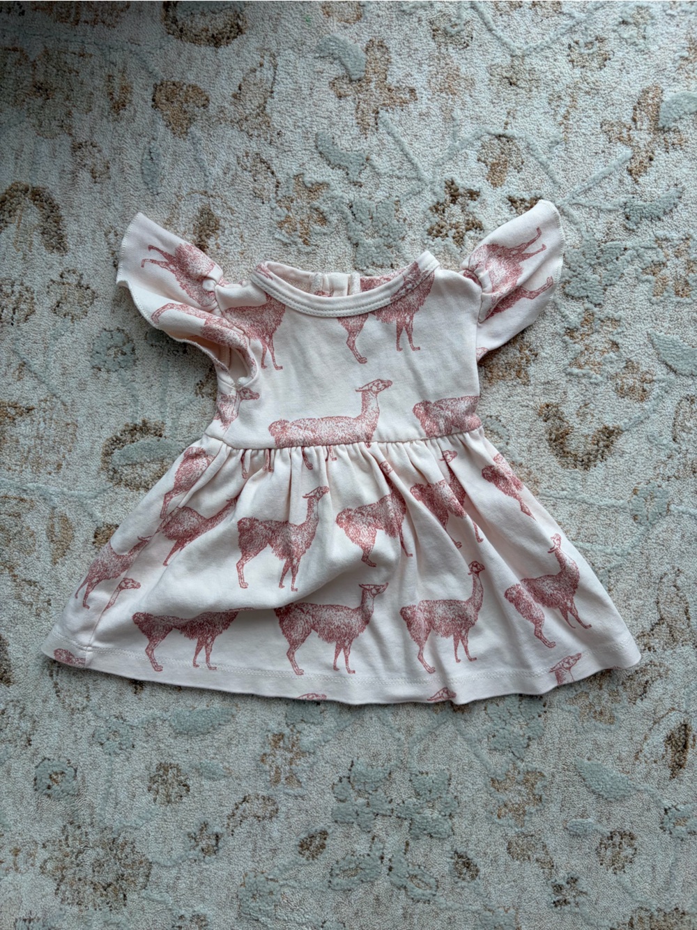 Kate Quinn Organic Cotton Llama Print Ruffle Sleeve Dress